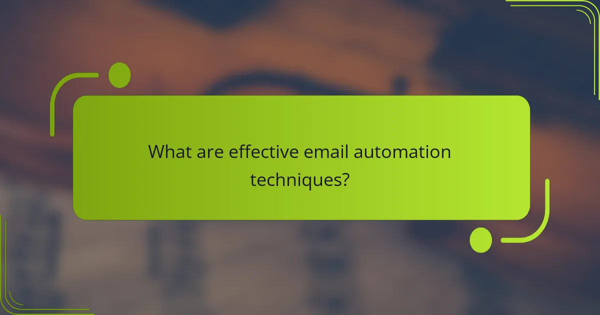 What are effective email automation techniques?